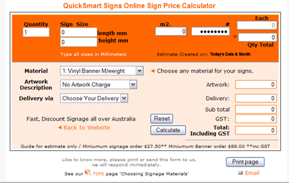 Internet sign price. Online Sign pricing Signage