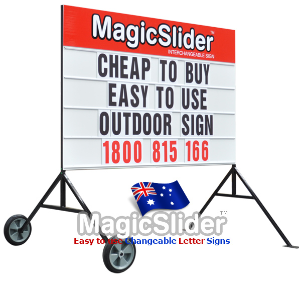 The portable sign is very cheap to buy and is suitable for outdoor signwriting and advertising. It is very easy to wheel around and display your business advertising, school special notice board messages, use for sporting events, business etc. Very popular and well made metal sign with over 370 letters symbols and numbers.